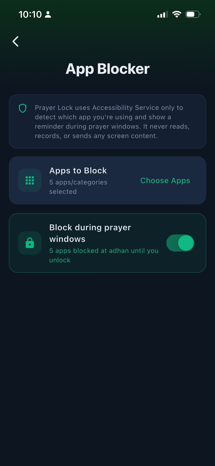Prayer Lock prayer reminder with I have prayed button